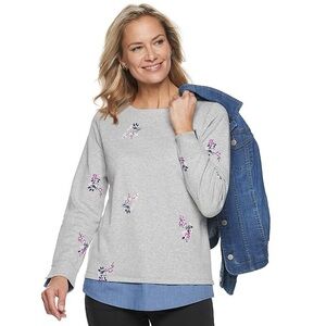 Croft & Barrow Floral Mock Layer Sweatshirt XL